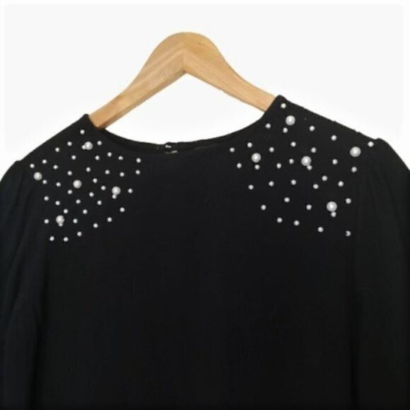 4/$25 D & Kade Black Pearl Studded Ruffle Top - Picture 6 of 8